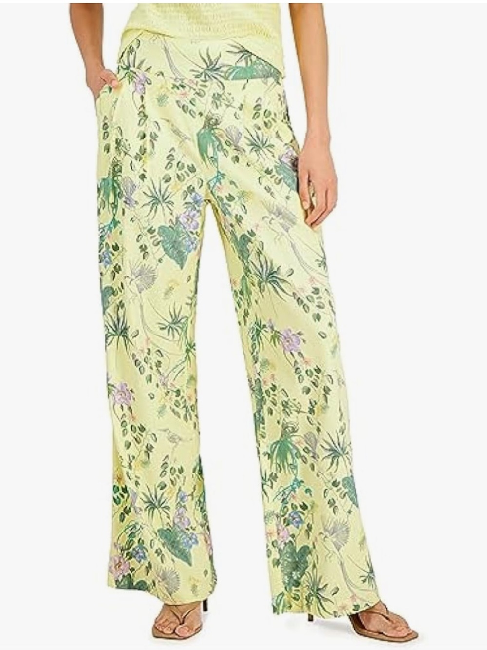 INC International Concepts Printed Wide-Leg Pants Raina Garden L/XL